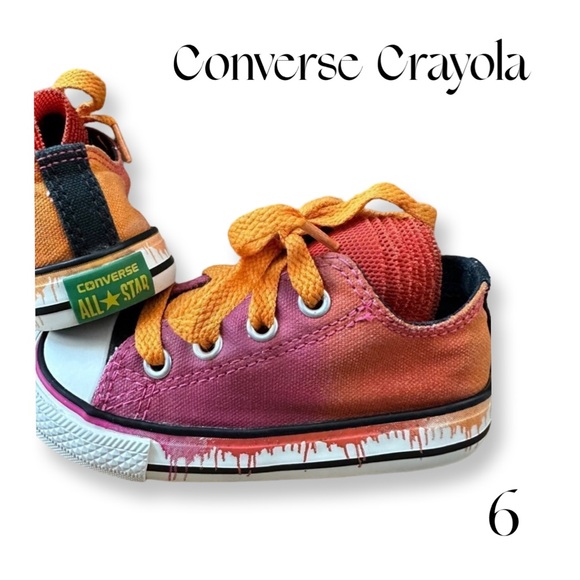 Converse Other - Converse CRAYOLA low top size 6 toddler girls Pink purple orange EUC